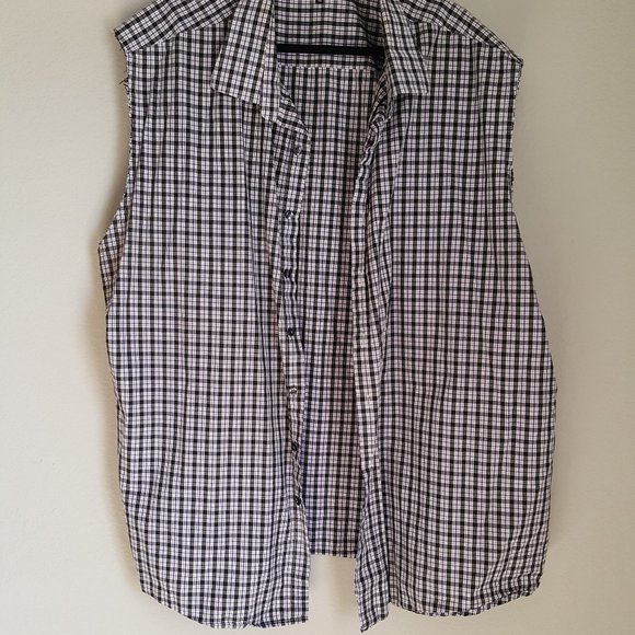 SYNERGY Men's Shirt 3XL Plaid Cut Off Sleeves - Picture 1 of 6